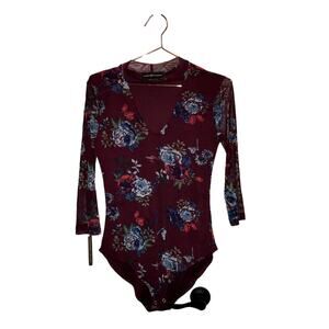 Almost Famous Floral Choker Bodysuit - Size Large
